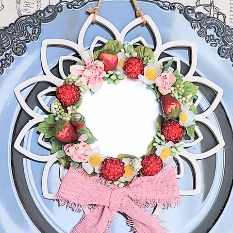 ✩.*˚いちごとラズベリーの春色ミラー✩.*˚入学祝い、卒業祝い、出産祝い、結婚祝い、誕生祝い✩.*˚