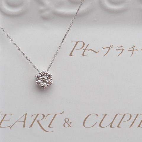 ～ＦＬＯＵＲ～  No.3526  Pt900/850  ダイヤモンド0.30ct  HEART＆CUPID　ネックレス