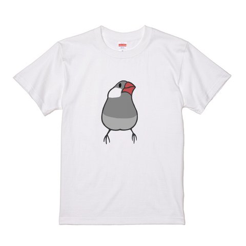 レディース文鳥Tシャツ  「みあげる文鳥」シルバー文鳥【受注生産】