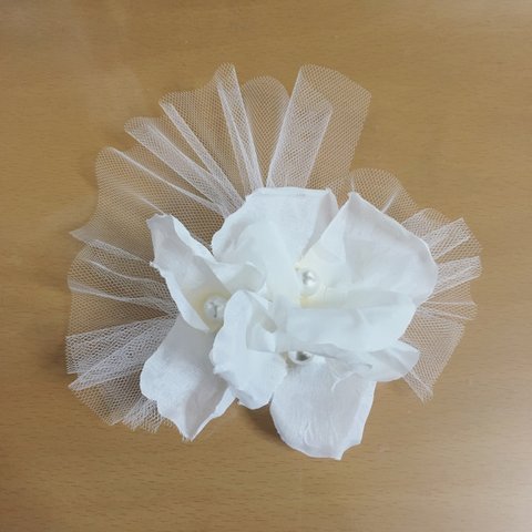 花×チュール ウェディング ヘッドドレス
