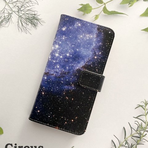 XPERIA AQUOS Galaxy Pixel arrows iPhoneシリーズ 手帳型ケース カメラ穴対応 Blue nebula 星雲 銀河 誕生日 母の日 父の日 敬老の日 