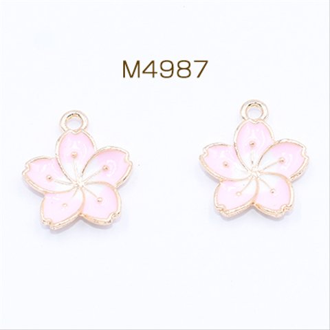 M4987  24個 エポチャーム 桜 13×16mm ゴールド 3×【8ヶ】