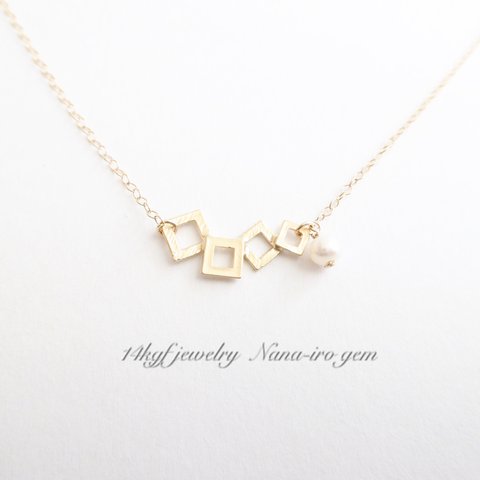 ＊再販＊14kgf pearl× petit four square necklace