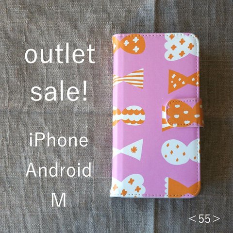 【 outlet sale ! 】iPhone/Android 兼用マルチタイプM ＊帯あり手帳型＊スマホケース＜55＞