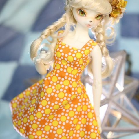 【送料無料】Dearmine DLサイズ　レトロワンピース　オレンジ