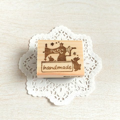 うさぎとクラシックミシンのhandmadeはんこ