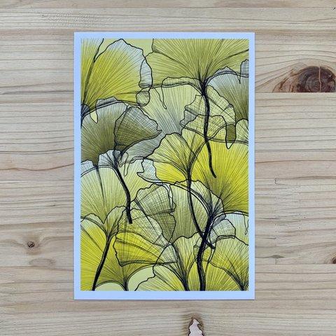 Ginkgo Leaf Art Postcard イチョウの葉のアートはがき