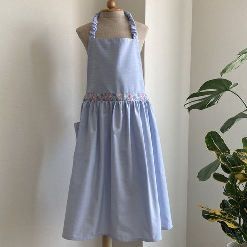 ♡シンプル可愛い:*子供ギャザーエプロン&三角巾。.:*☆Ｌ(140〜160)サイズ☆