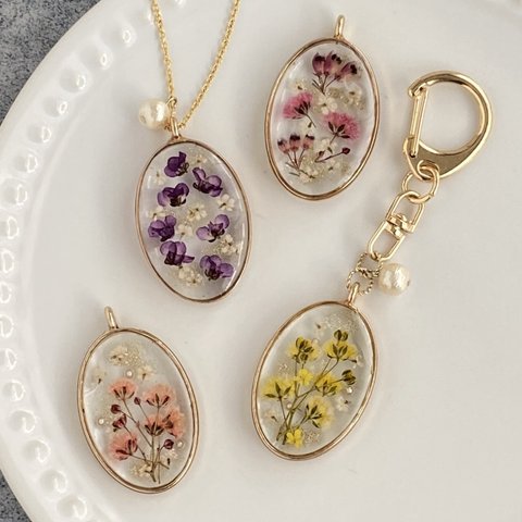 Spring 春 ネックレスまたはキーホルダー&ピアス/イヤリング セット 限定4セット