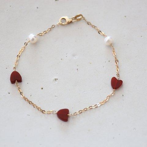 14KGF redheart pearl bracelet[br2988]