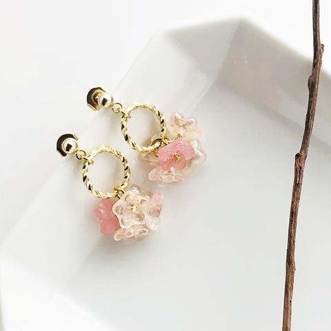 桜ほころぶ、ミニピアス｜ノンホールピアス