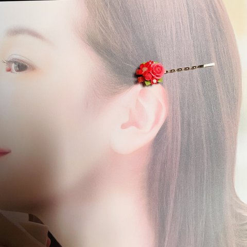 赤 薔薇 の ヘアピン ブーケ