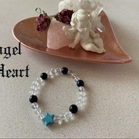 Angel Heart〜　天然石　星ターコイズ・ホークスアイ＆水晶のブレス