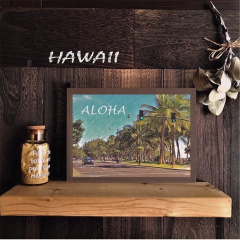 【送料無料】南国の風景☆HAWAII No.472                　  フレーム付    A4サイズ