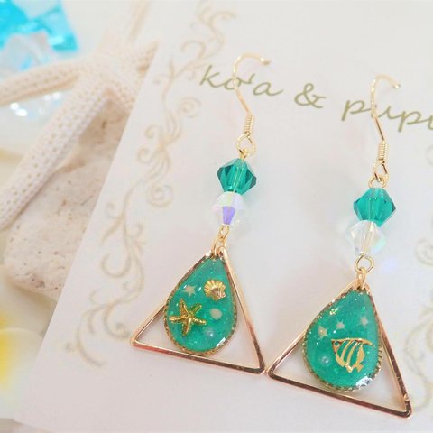 K'oa&PuPuオリジナル　マリンピアス　emerald