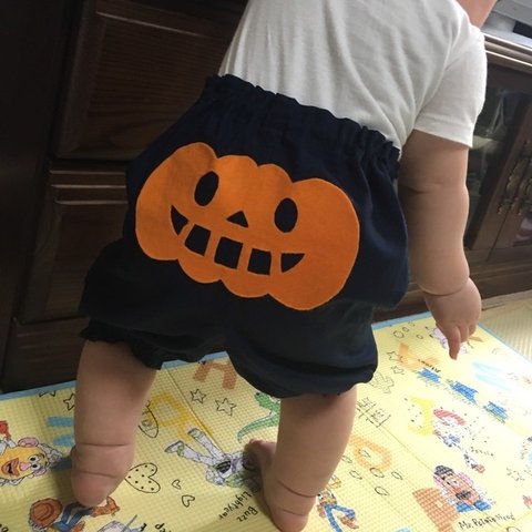 ハロウィン🎃かぼちゃパンツ🎃紺色70〜120cm ２サイズ