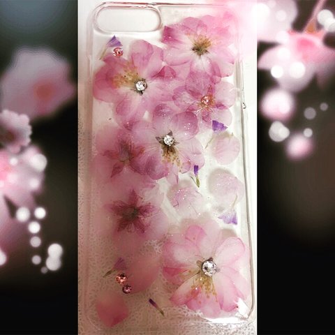 iPhone7 Plus  押し花 スマホ ケース 桜 さくら