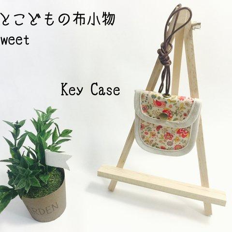 ラミネート キーケース 【bird flower garden レッド】