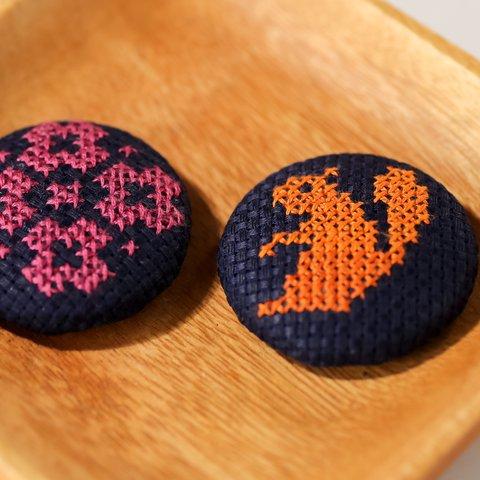 刺繍のマグネット　2個セット