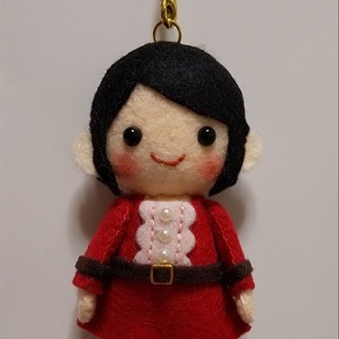 ハンドメイド　フェルト　お人形さんのストラップ017　アキラちゃん４