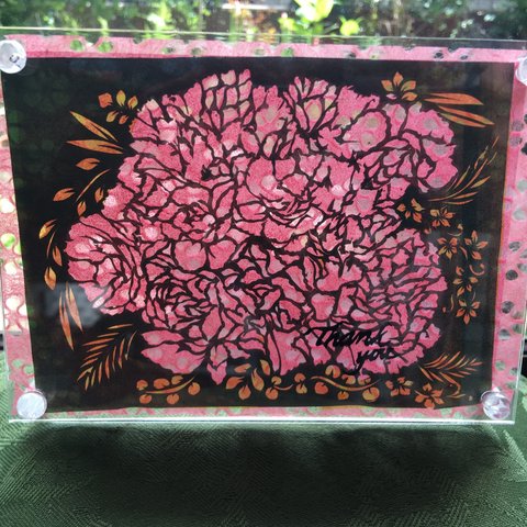 切り絵アート　カーネーション花束でありがとう！