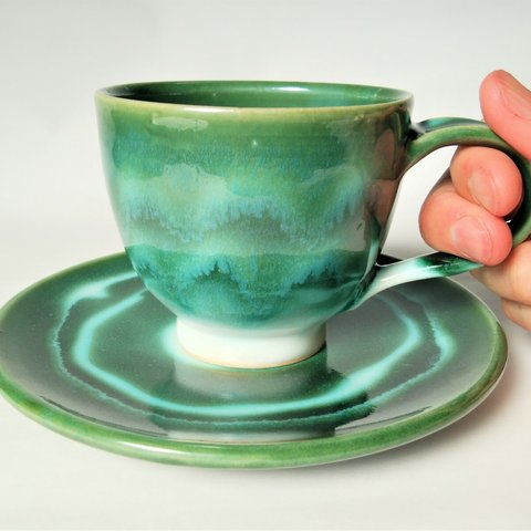 【再販】エメラルドグリーンのコーヒーカップ