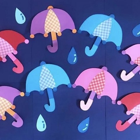 壁面飾り　梅雨　傘セット