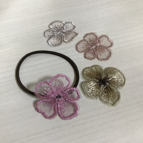 ヘアゴム　レースのお花