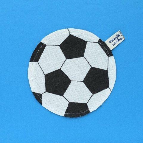 ガーゼミニハンカチ（片面柄）　サッカー　ボール型