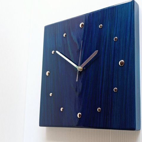 オーシャンブルーの　木製掛け時計　NO7　