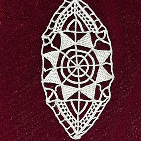 イタリア製 アンティーク レティセラレース 紡錘形 1枚（No.2755）