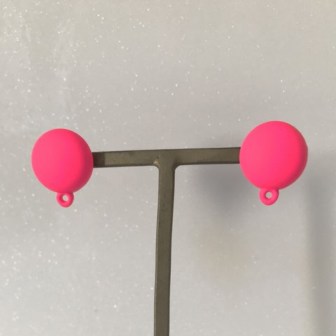 Neon Pink Circle Earrings