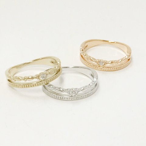 真鍮リング 3号〜11号 デザインリング 華奢 指輪 透かし フェミニン