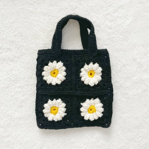 ハンドバッグ 花柄 かぎ編み