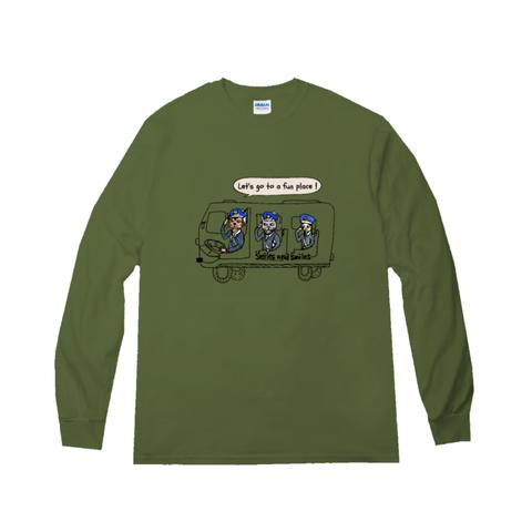 ~ベンガル　ネコ　バス　ロンT　~ smiles bus　Longsleeve T-shirts ~　ﾐﾘﾀﾘｰｸﾞﾘｰﾝ