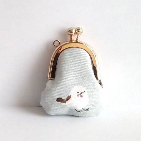 小さいがま口：豆姫：ちっちゃいがま口：littlie purse 372：かわいいがまぐち：小さな財布：シマエナガ,北海道,雪
