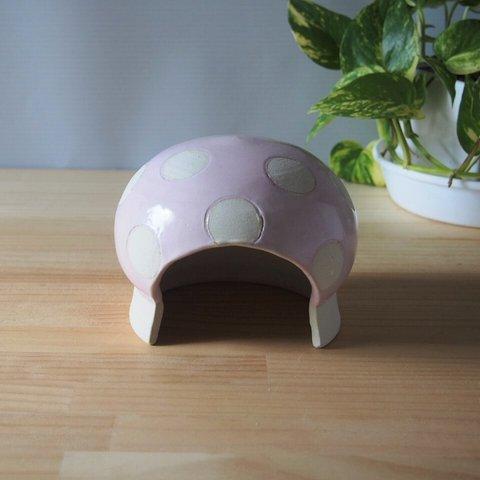 きのこ型ペットハウス(小動物用/陶器)薄ピンク