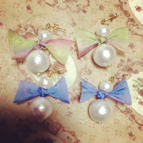 バイヤスシルクリボンピアス♡