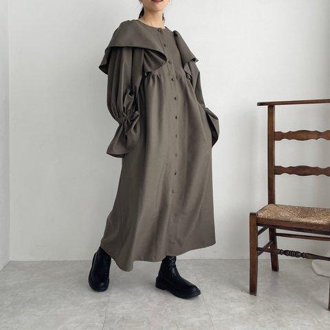 ウールライクフリルドレス(khaki)