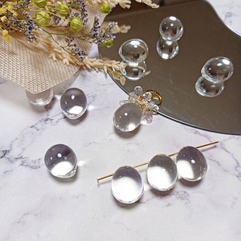 💛ころんとした形がカワイイ！横穴クリア チャーム  ドロップ 18mm※1セット20個入り