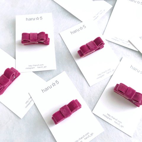 Velveteen mini ribbon clip  <baby&kids>　※ヘアゴムに無料変更可能