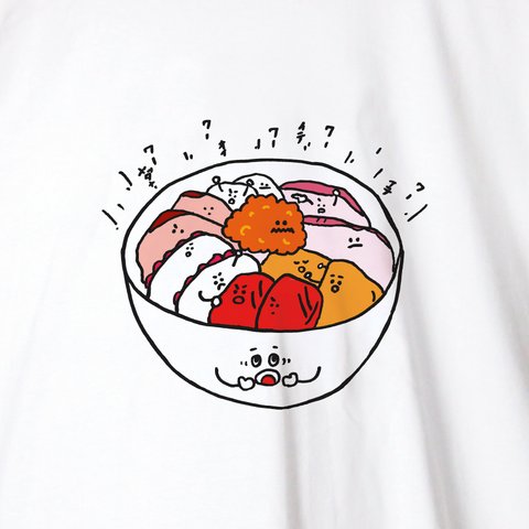 「モメてる海鮮丼」北海道Tシャツ077