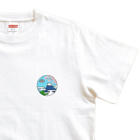 半袖 Tシャツ 『 日本とUFO 』 メンズ レディース 富士山 ワンポイント