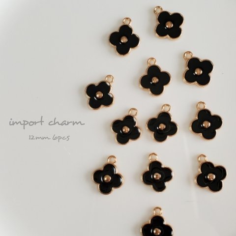 《6pcs》black  flower charm【Ch-1000BL】