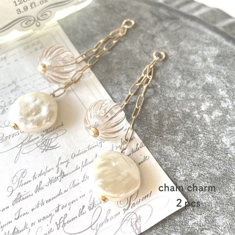 2pcs★charm・elegant pearly（チェーンチャーム）