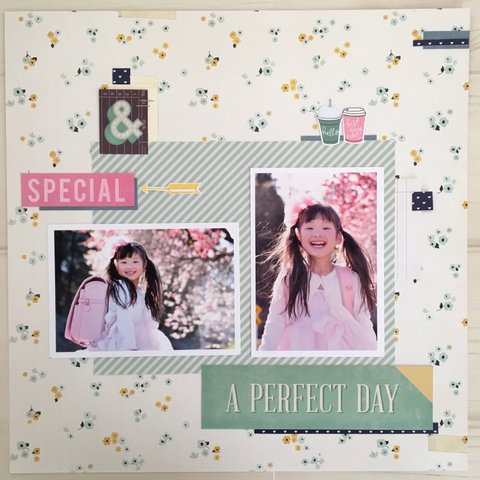 ＊SALE スクラップブッキング  12インチ完成品　A PERFECT DAY