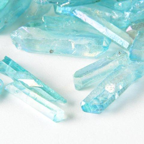 (rp-60) 天然水晶 カラークリスタル【エメラルド】 20g ポイント水晶 オルゴナイト パーツ レジン