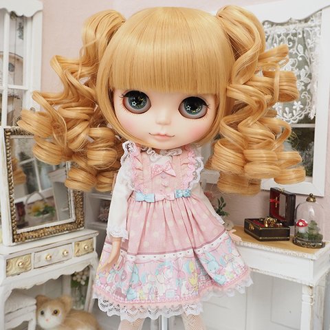 ブライス ウィッグ 姫バング ドリィスパイラル ハニーカスタード 10インチ/ドール Blythe