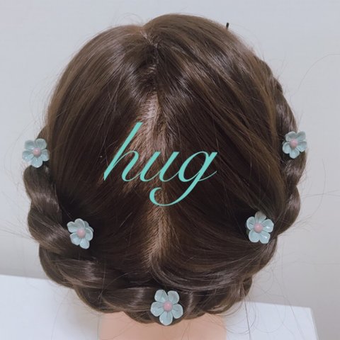 【Uピン】ブルーのお花の髪飾り