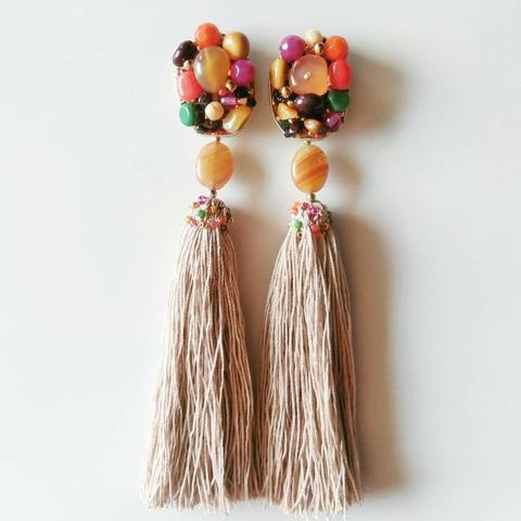 ns & Import beads+long tassel＊【Carnelian / Moorekite / Botswana Agate / Garnet / and more...】＊